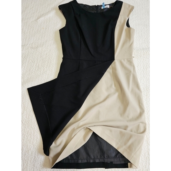 Calvin Klein Cap Sleeve Colorblock Faux Wrap Dress - Picture 6 of 10
